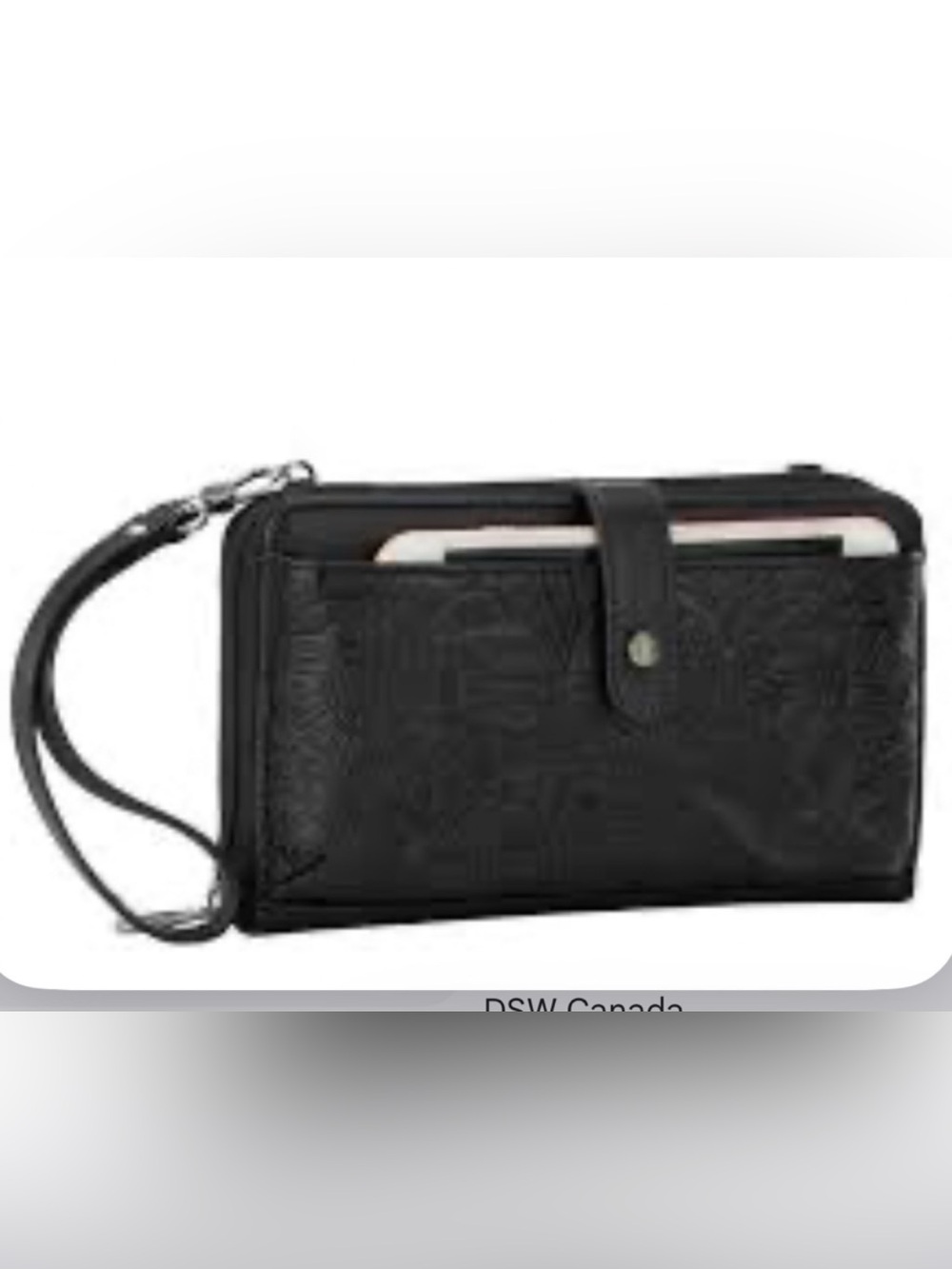 Nw/oT - Sakroots Black Floral-Embossed Crossbody Wallet to Hold iPhone